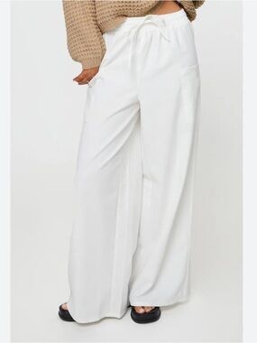 Princess Polly | Brunie Wide Leg Pull-On Pants | White | 0